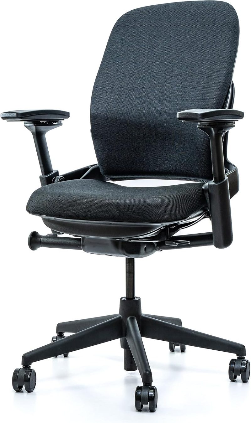 Steelcase Leap V2 Office Chair - Remanufactured by Crandall Office - Ergonomic, Fully Adjustable, 12-Year Warranty, Black Fabric product photo