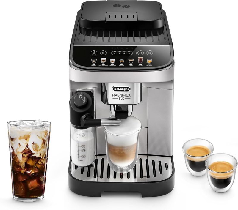 De'Longhi Magnifica Evo Automatic Espresso & Coffee Machine with Auto Milk Frother, Built-in Grinder & Auto-Clean Function - For Latte, Cappuccino, Americano, Iced Coffee, ECAM29084SB, Silver product photo