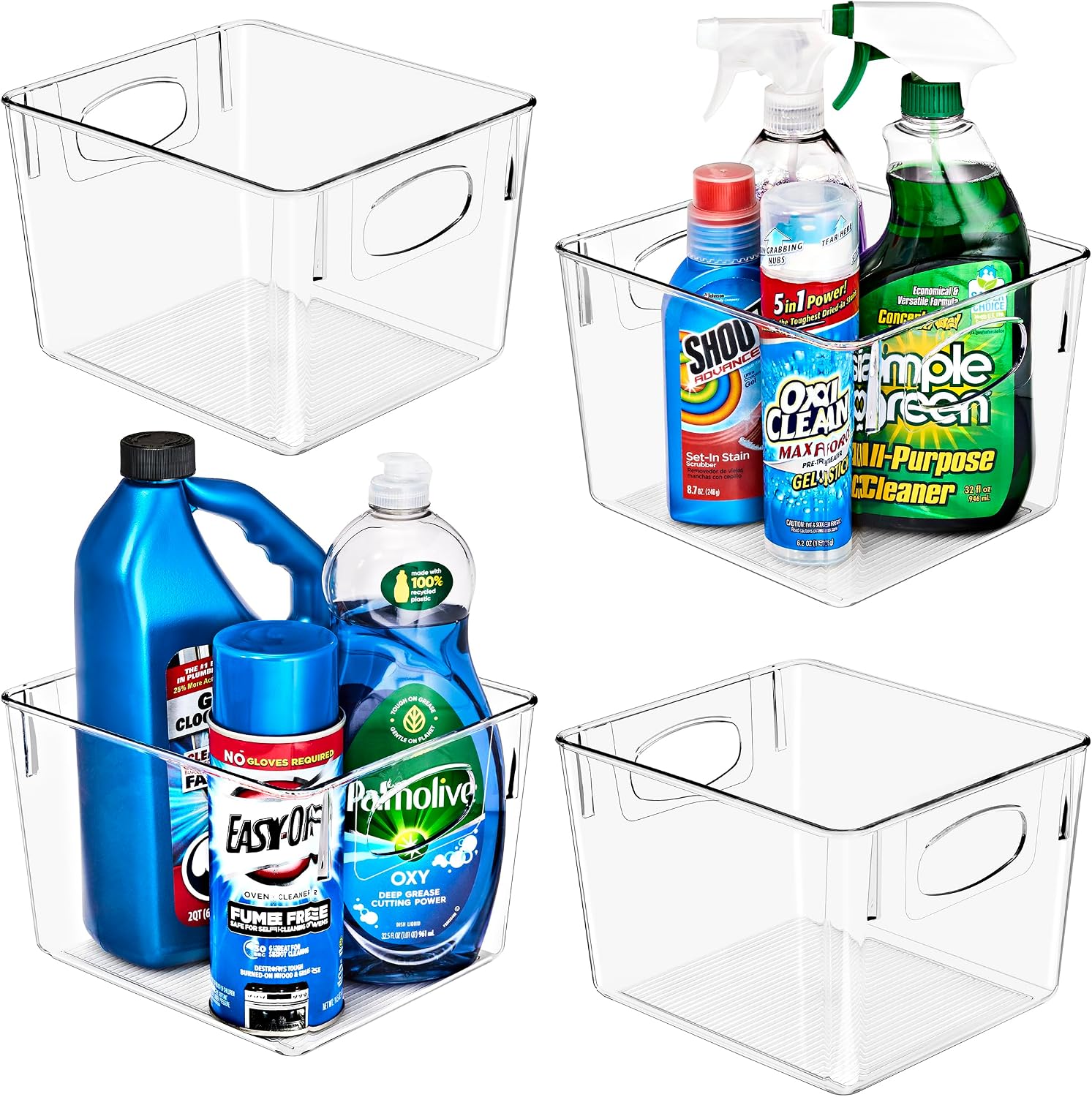 Sorbus Clear Storage Bins with Handles (4-Pack) product photo